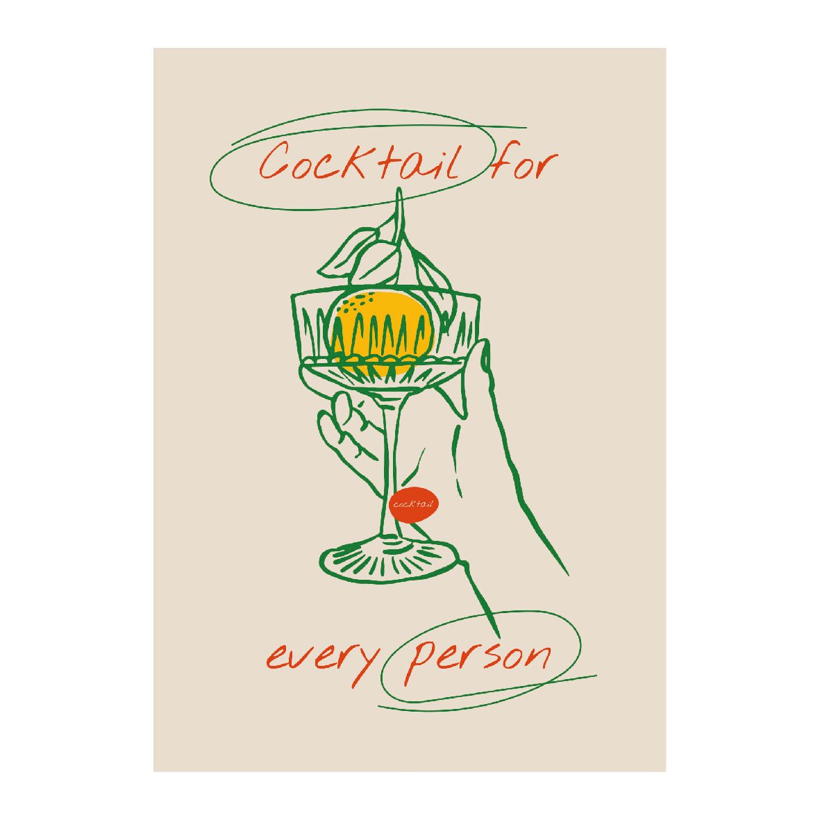 Decorative "Cocktail for Everyone" Poster | High - Quality Print | Repositionable Adhesive - Pasquín
