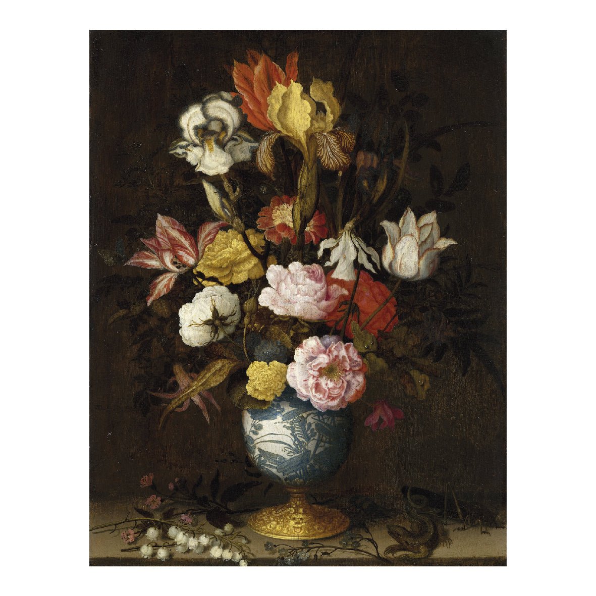 Decorative "Flowers in a Wan - Li Vase (c. 1623)" Balthasar Van der Ast Poster | High - Quality Print | Repositionable Adhesive - Pasquín