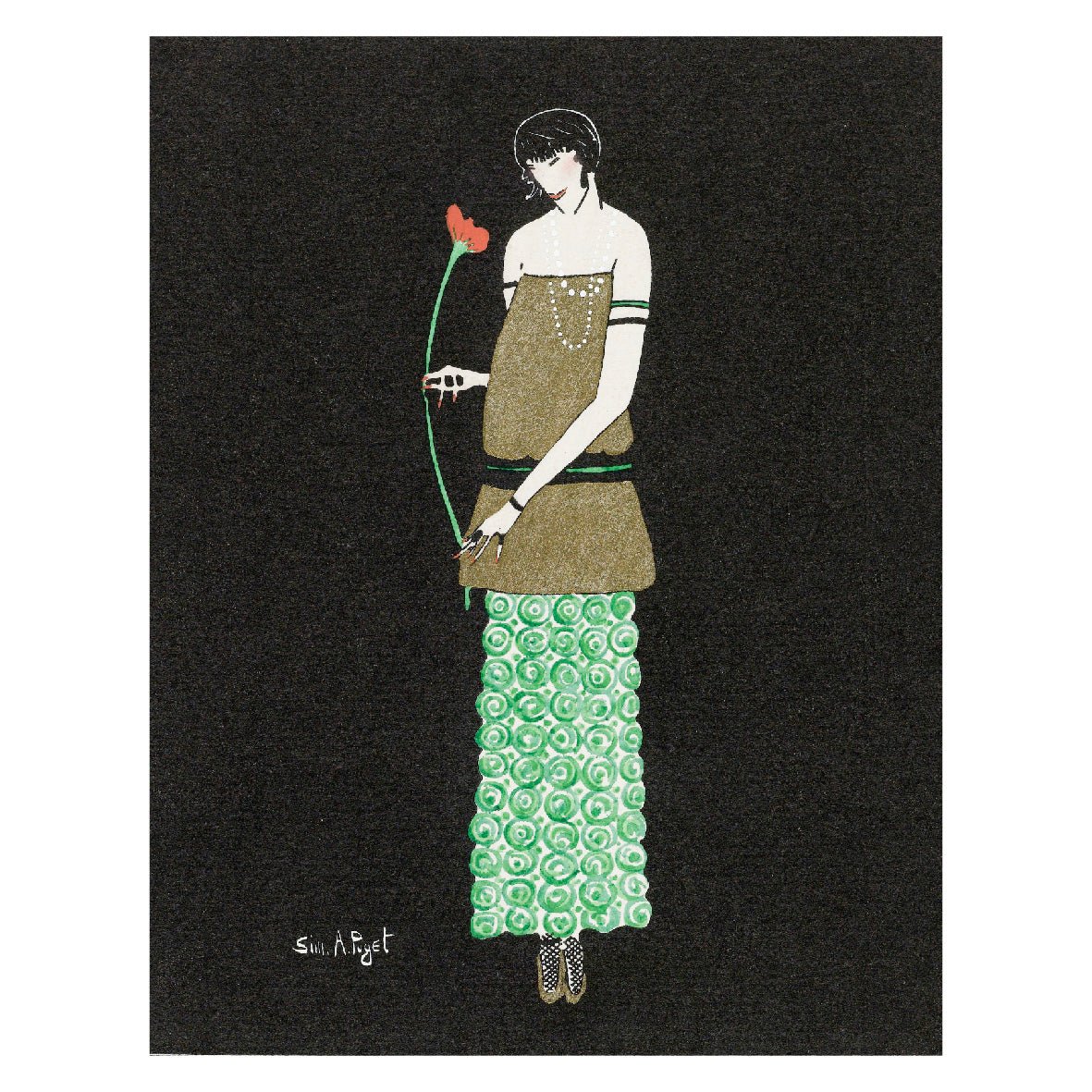 Decorative "Le Lys rouge. Robe du soir de Paul Poiret (1914)" by Simone A. Puget Poster | High - Quality Print | Repositionable Adhesive - Pasquín
