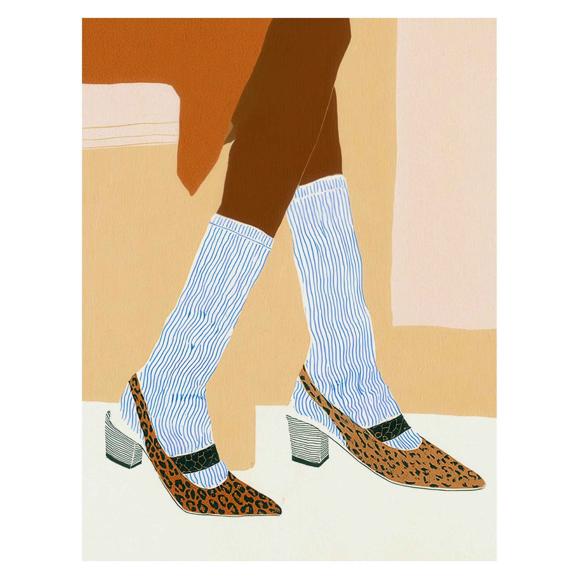 Decorative "Leopard Shoes" Poster | High - Quality Print | Repositionable Adhesive - Pasquín