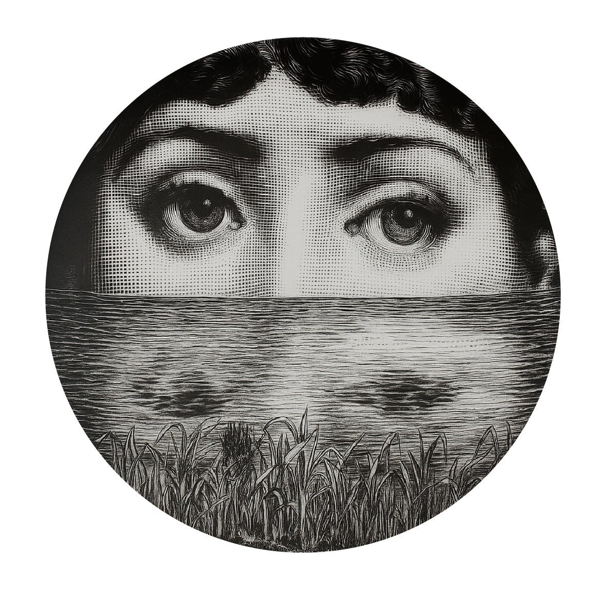 Decorative "Lina's Moonlight (Round)" by P. Fornasetti Poster | High - Quality Print | Repositionable Adhesive - Pasquín