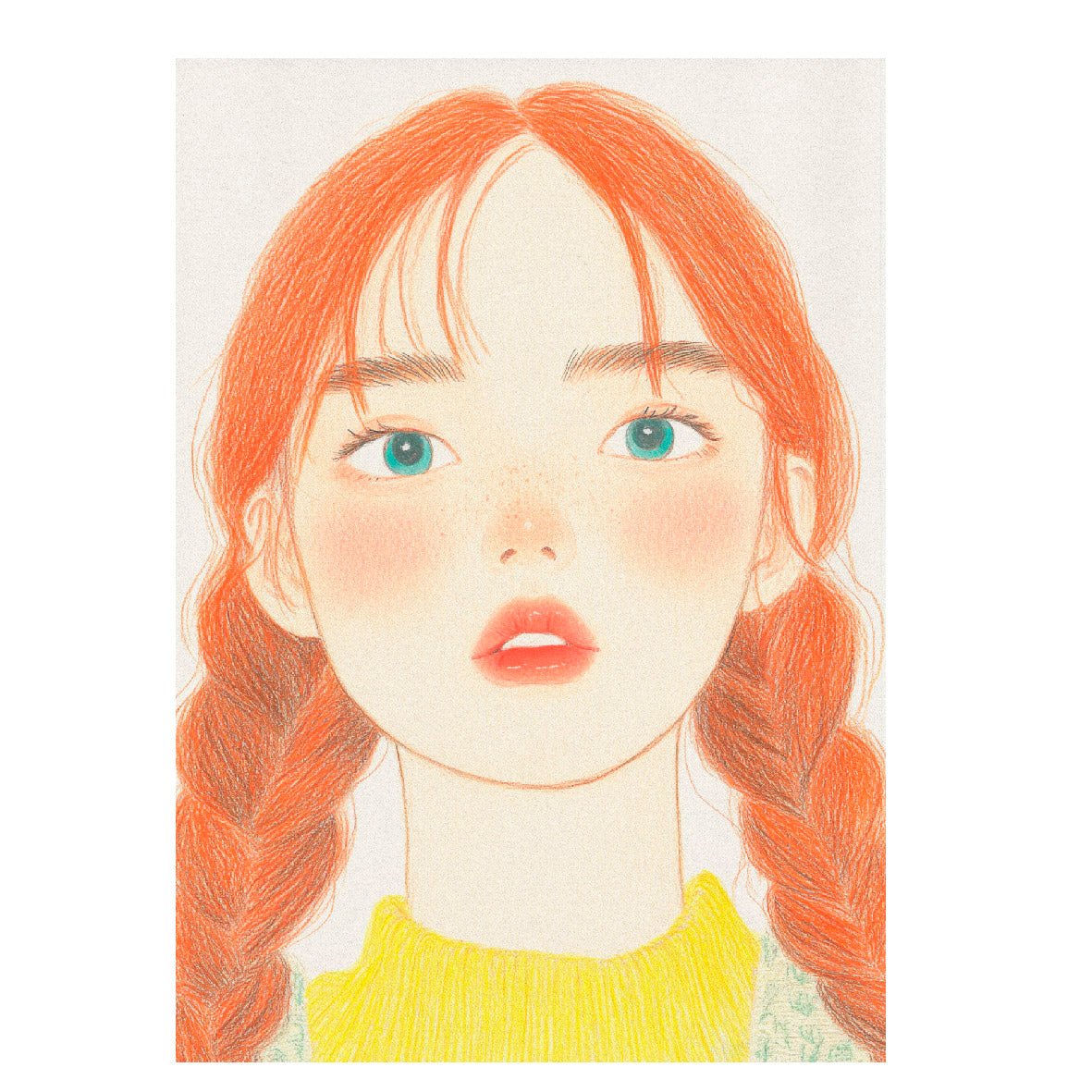 Decorative "Orange Braids and Rosie cheeks" Poster | High - Quality Print | Repositionable Adhesive - Pasquín