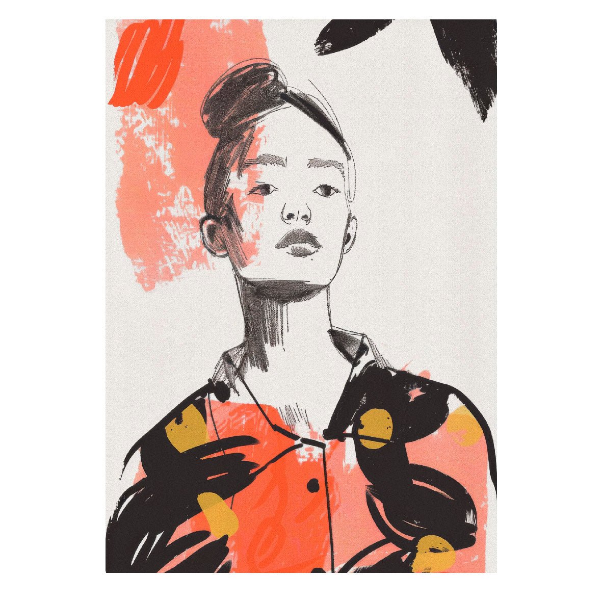 Decorative "Sketch of a Woman" Poster | High - Quality Print | Repositionable Adhesive - Pasquín