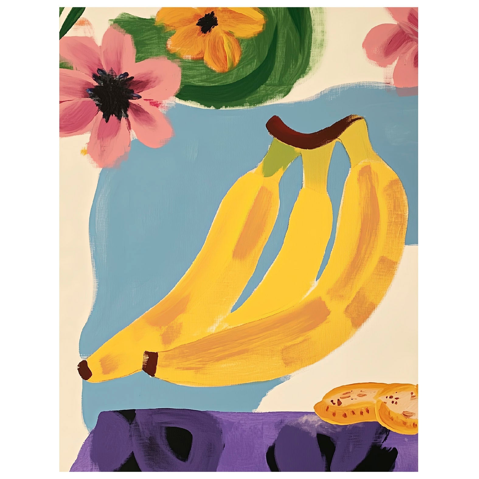 Decorative “Still Life of Bananas" Poster | High - Quality Print | Repositionable Adhesive - Pasquín