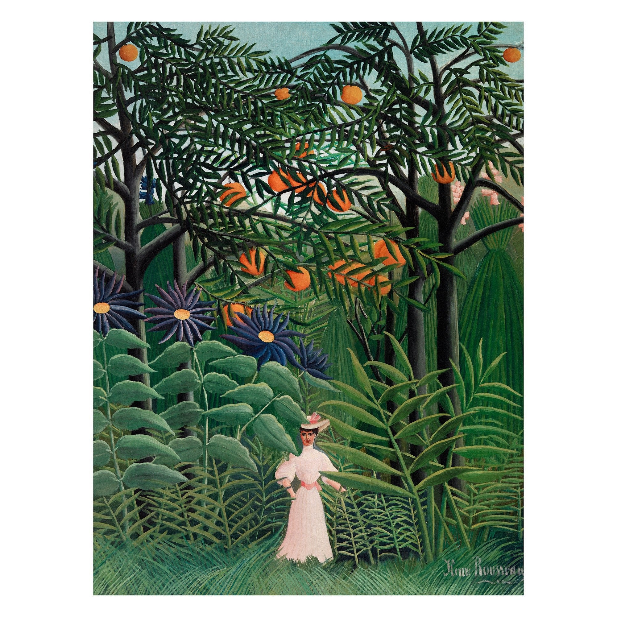 Decorative "Woman walking in a Exotic Forest (1905)" by Henri Rousseau Poster | High - Quality Print | Repositionable Adhesive - Pasquín
