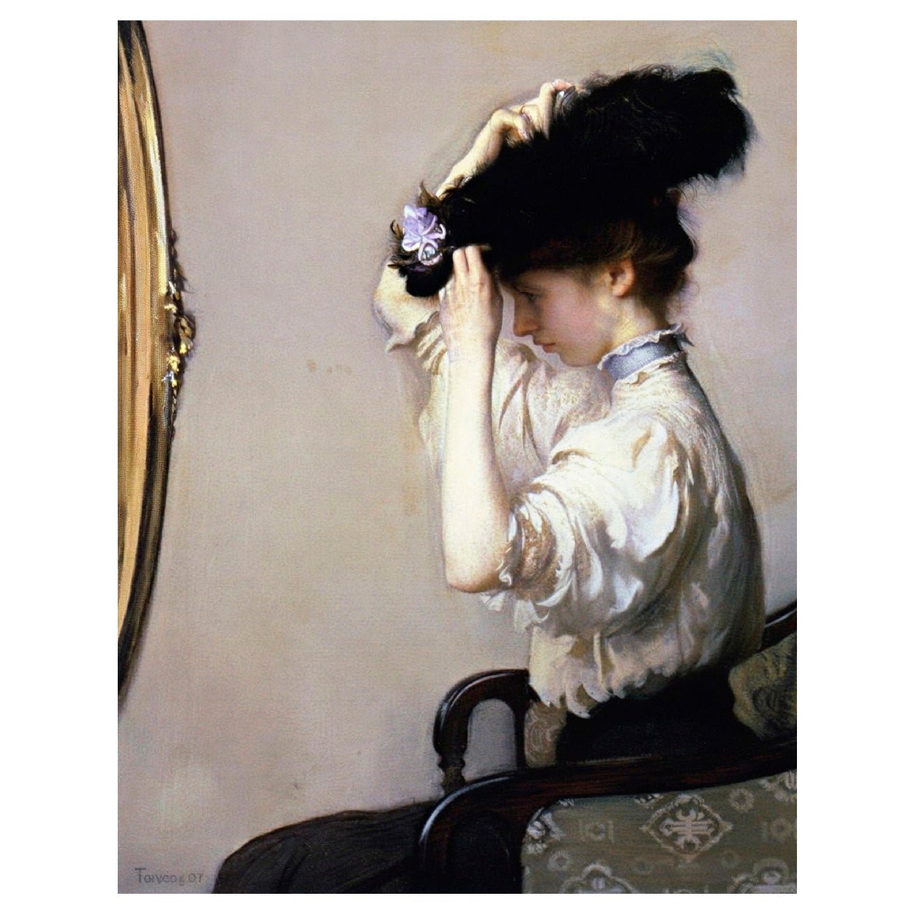 "Preparing for the Matinee (1907)" by Edmund C. Tarbell - Reusable Peel - and - Stick Poster - Pasquín