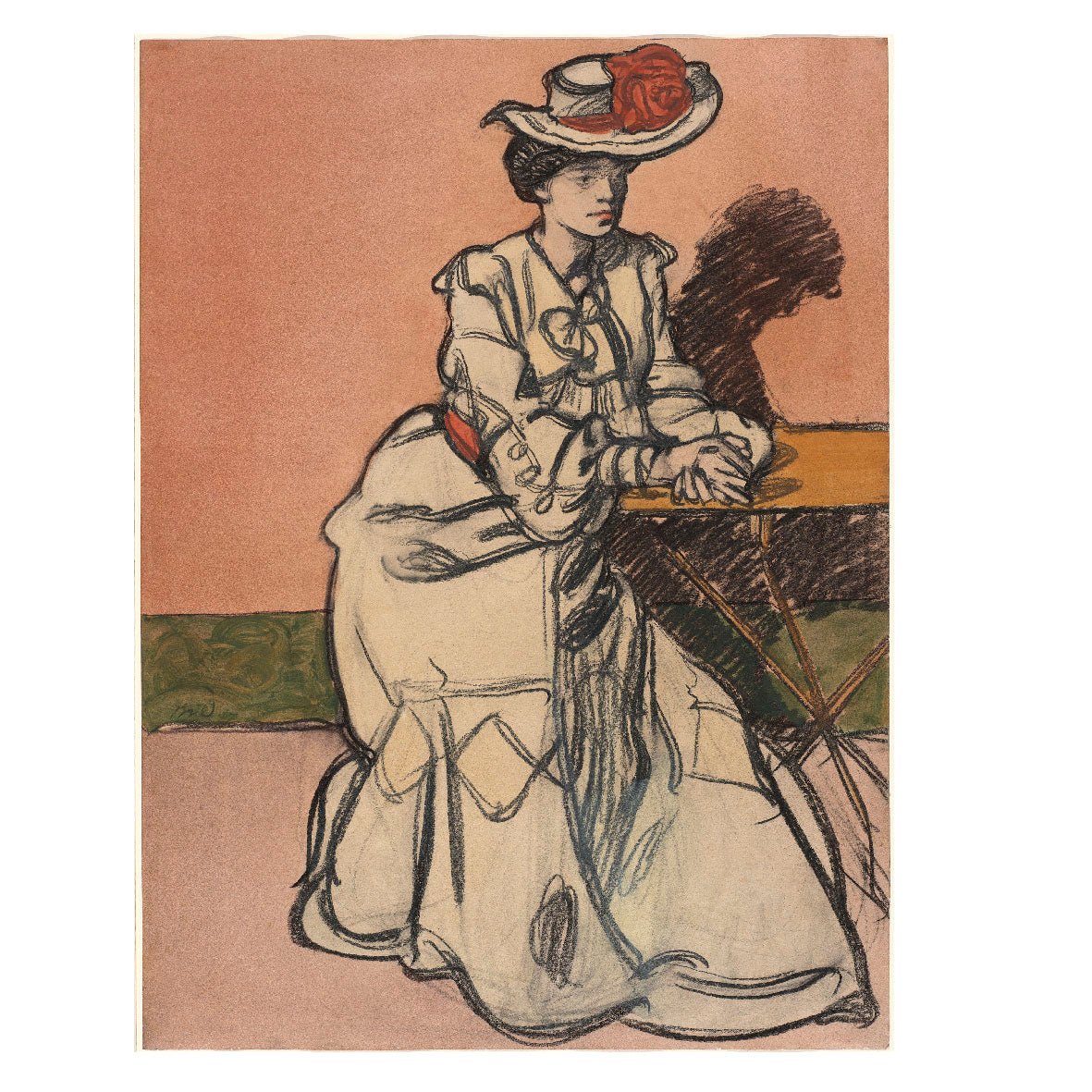 Decorative "An Elegant Parisiènne Seated in a Café (1985)" by Maxime Dethomas Poster | High - Quality Print | Repositionable Adhesive - Pasquín