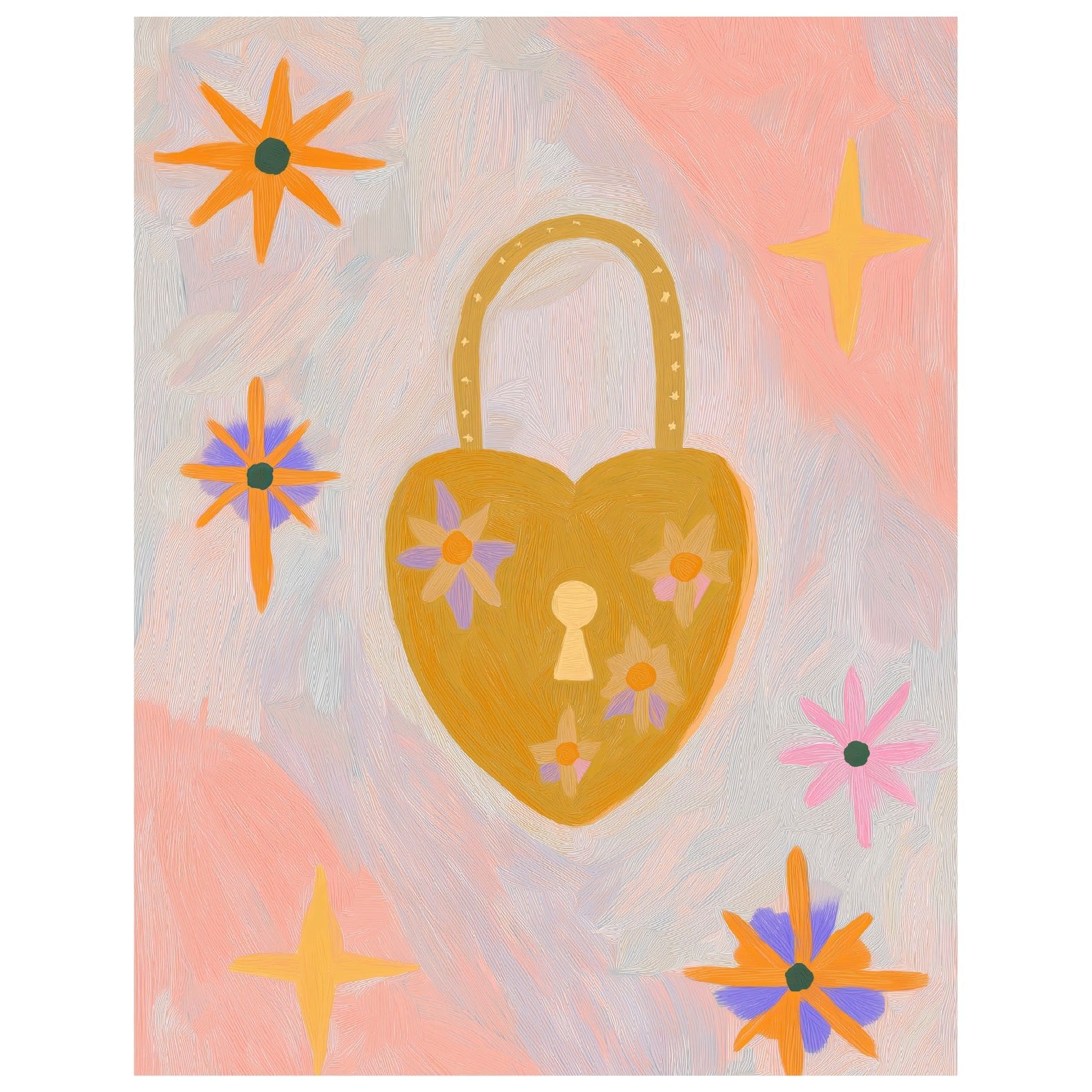 Decorative "Locked Heart" Poster | High - Quality Print | Repositionable Adhesive - Pasquín