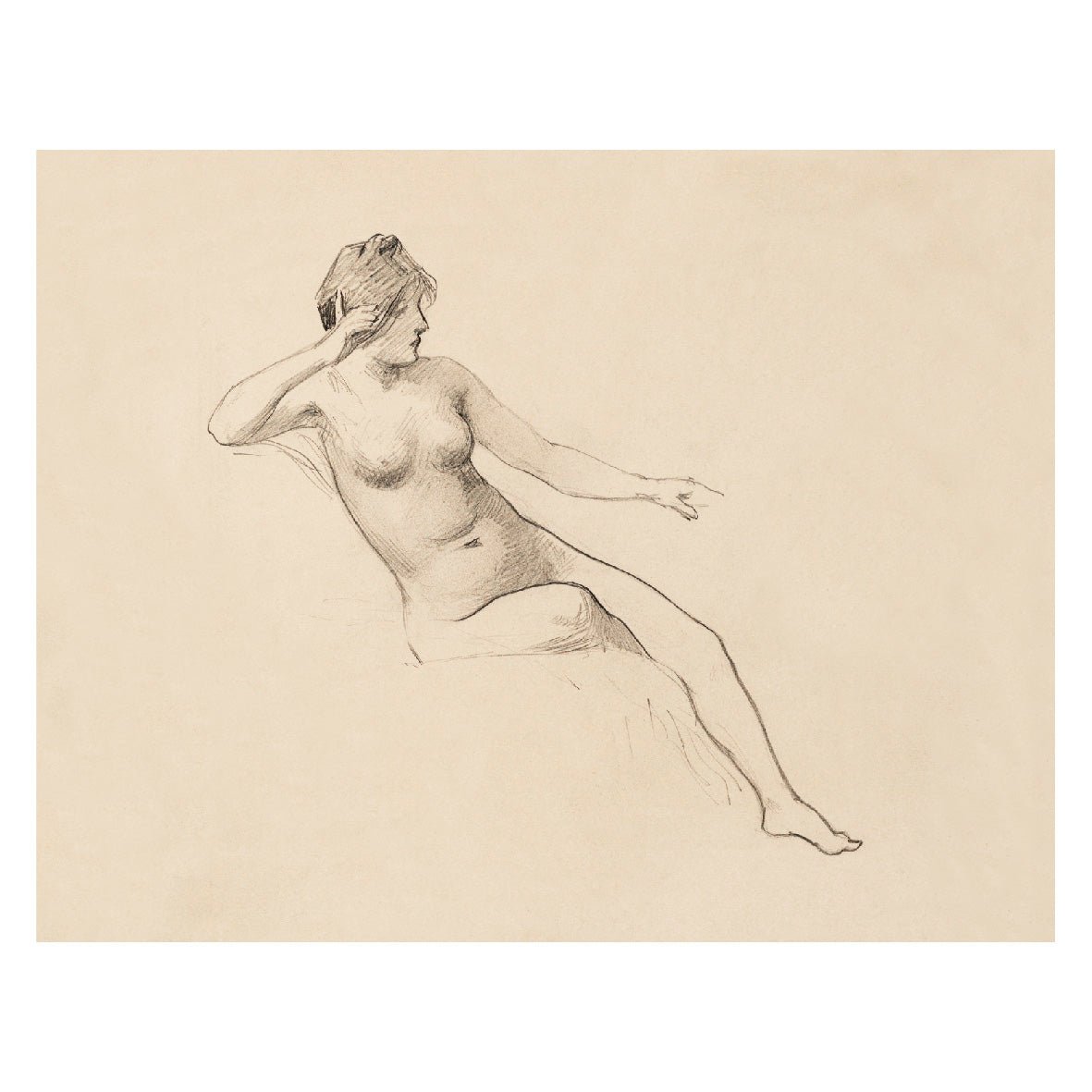 Decorative "Seated Female Nude (1890)" by James Wells Champney Poster | High - Quality Print | Repositionable Adhesive - Pasquín