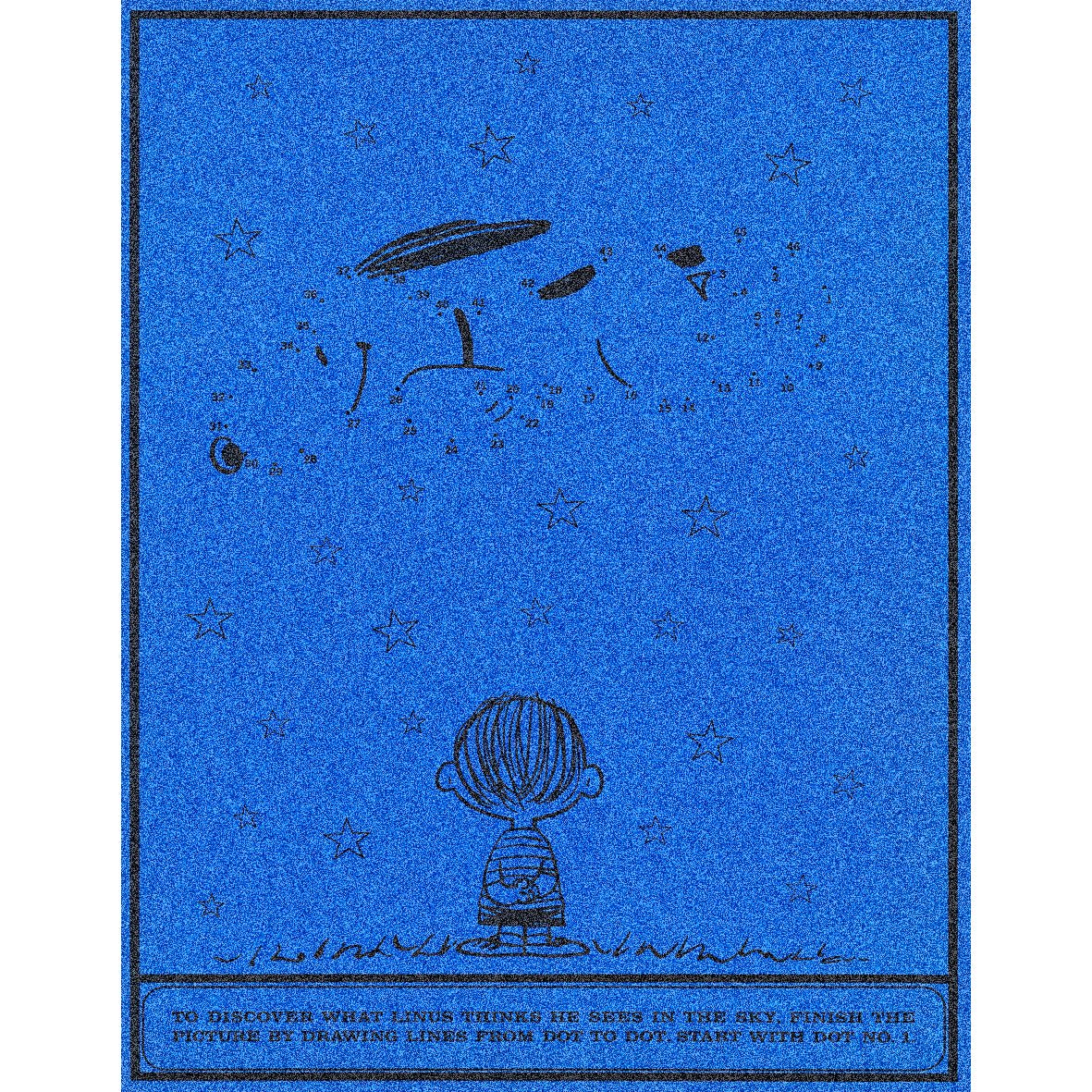 “Linus looking the stars” (1952) Reusable Peel - and - Stick Poster by Charles M. Schulz - Pasquín
