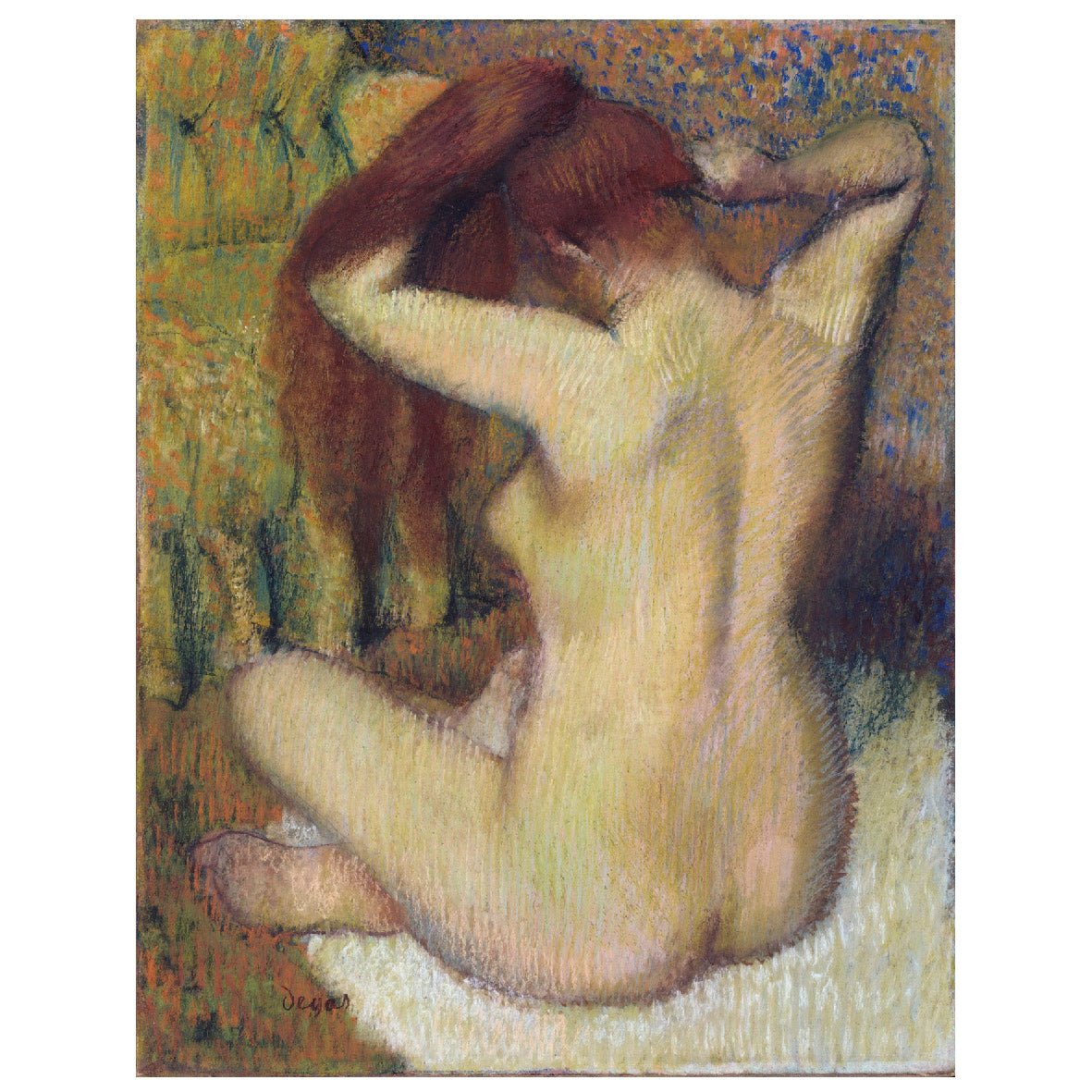 “Woman Combing Her Hair” (1888) Reusable Peel - and - Stick Poster by Edgar Degas - Pasquín